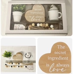 Coffee Bar 4 x Rustic Farmhouse Garland mini plant heart cozy Tiered Tray Decor